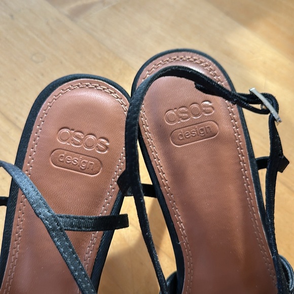 ASOS design black satin sling heels - Picture 6 of 11